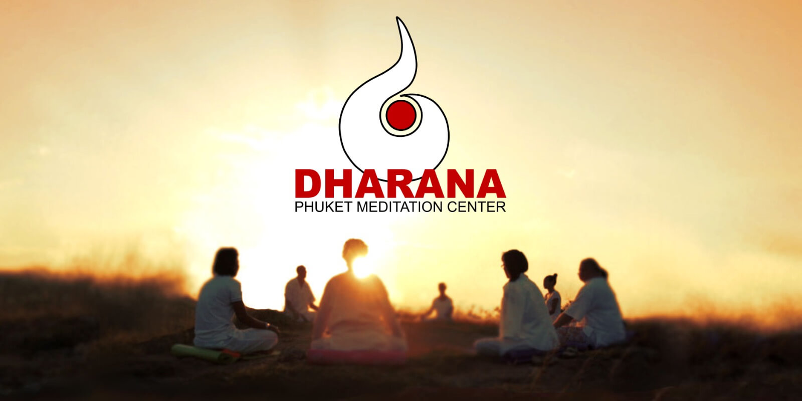 Dharana - Phuket Meditation Center Logo with people meditating during Sunrise.