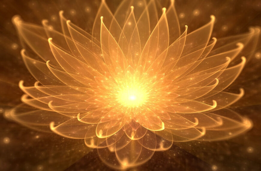 A glowing lotus flower, made of golden light.