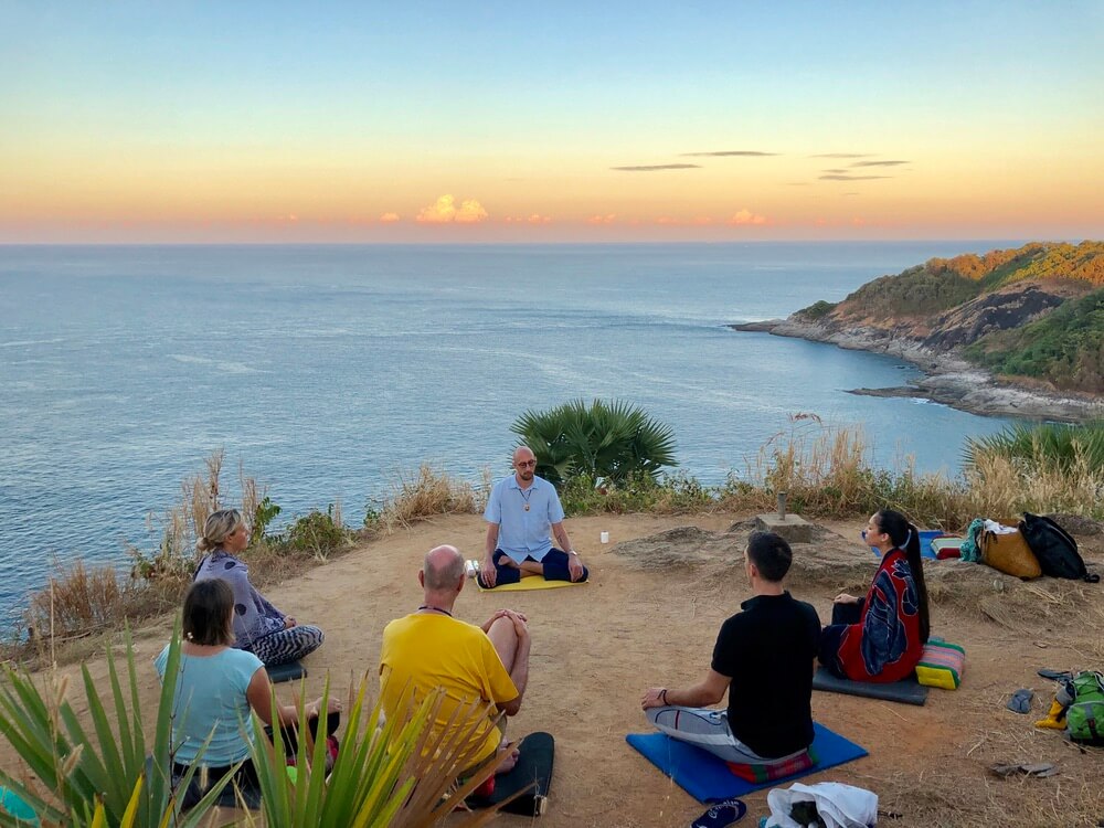 Meditation Retreat in Phuket - Morning Group Meditation at Promthep Cape