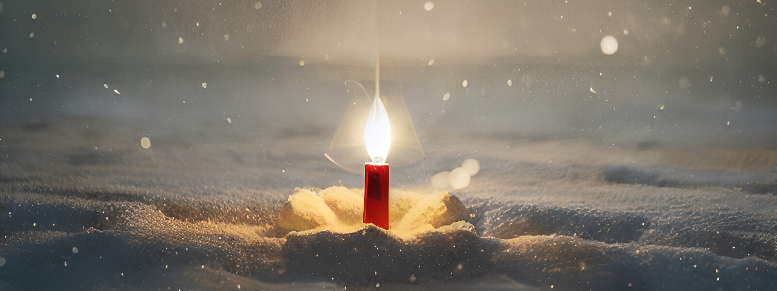 A single red candle in the snow